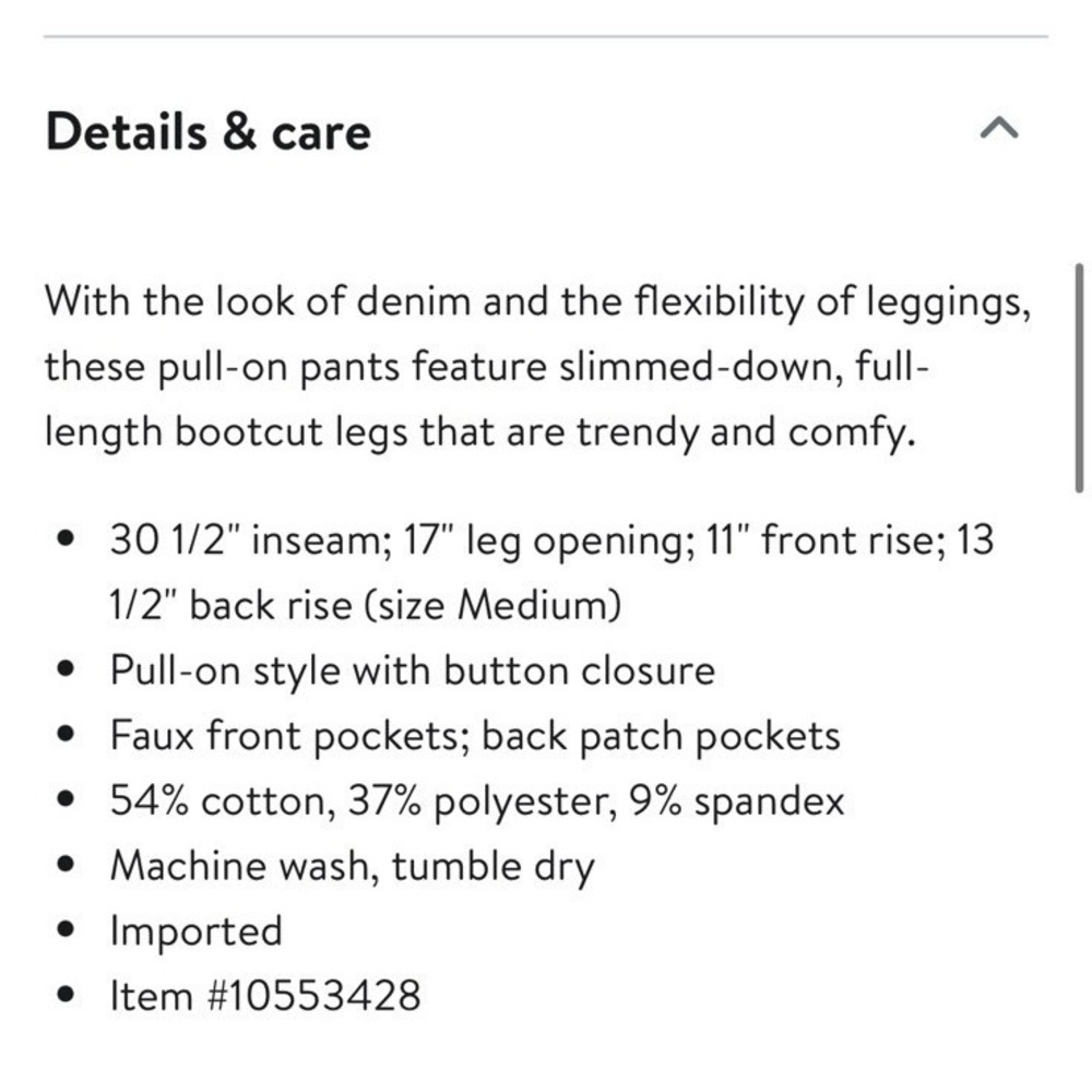 Hue Bootcut Khaki Legging Pants Size Large Stretchy Office Career Comfort - Picture 2 of 9